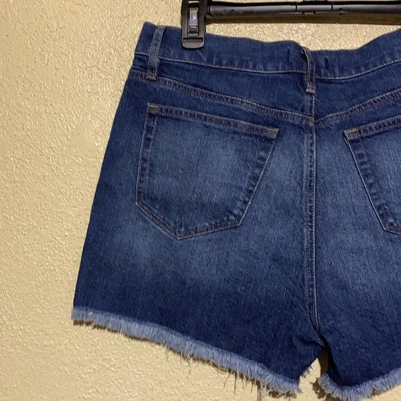 LOFT Jeans Shorts 8 Blue 5-Pocket Fringe Cotton Elastane - Picture 12 of 16